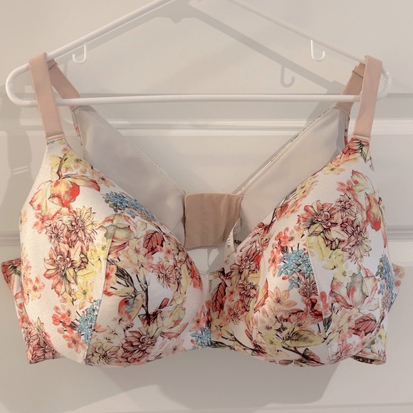 Cacique Other - Cacique Balconette Floral Bra Pink Gray Size 46DD